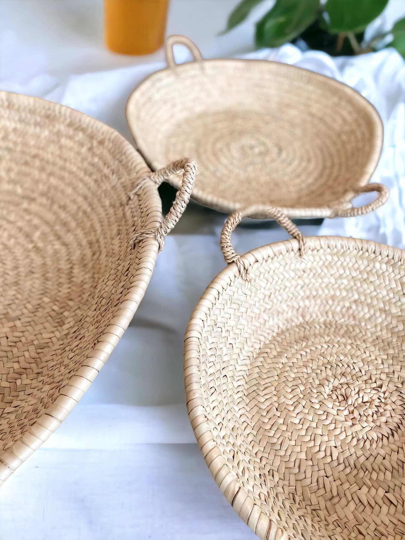 MOROCCAN WOVEN FLAT BASKET: Small