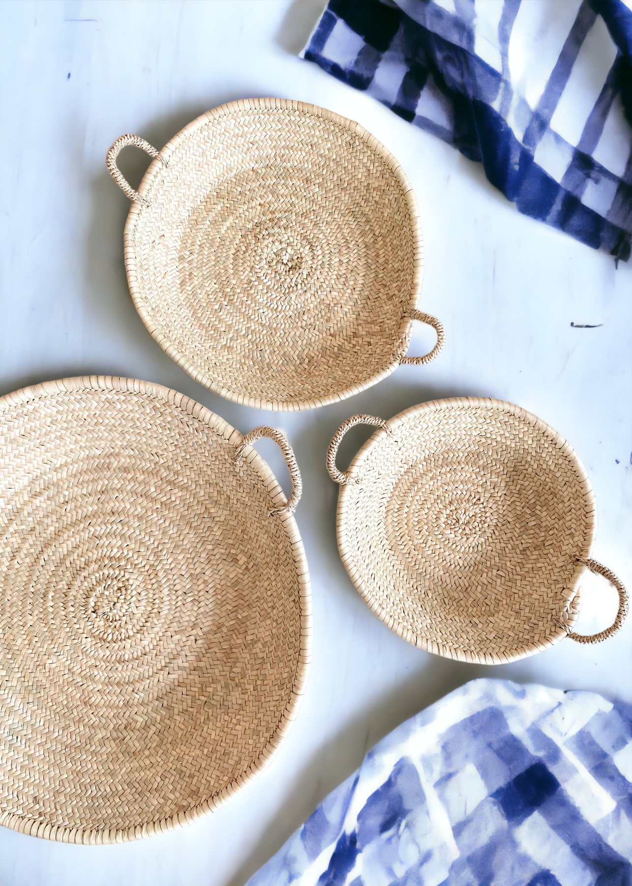 MOROCCAN WOVEN FLAT BASKET: Small